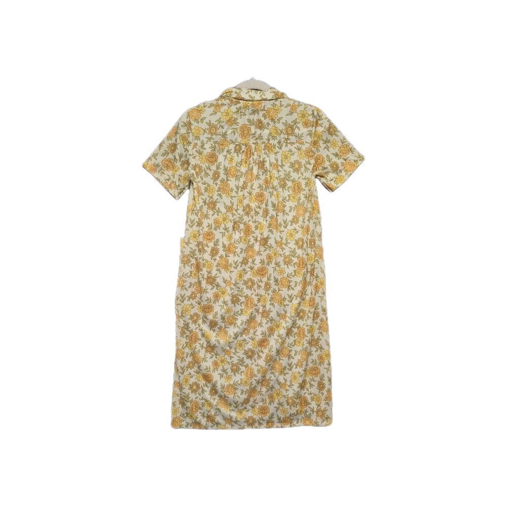VTG 70's USA Made Yellow Snap Button Short Sleeve Night Gown Sleep Dress Small - Picture 2 of 6